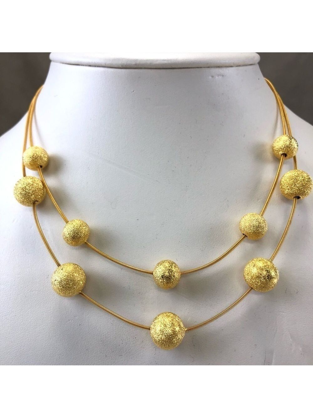 18KT gold plated two row ball sphere necklace